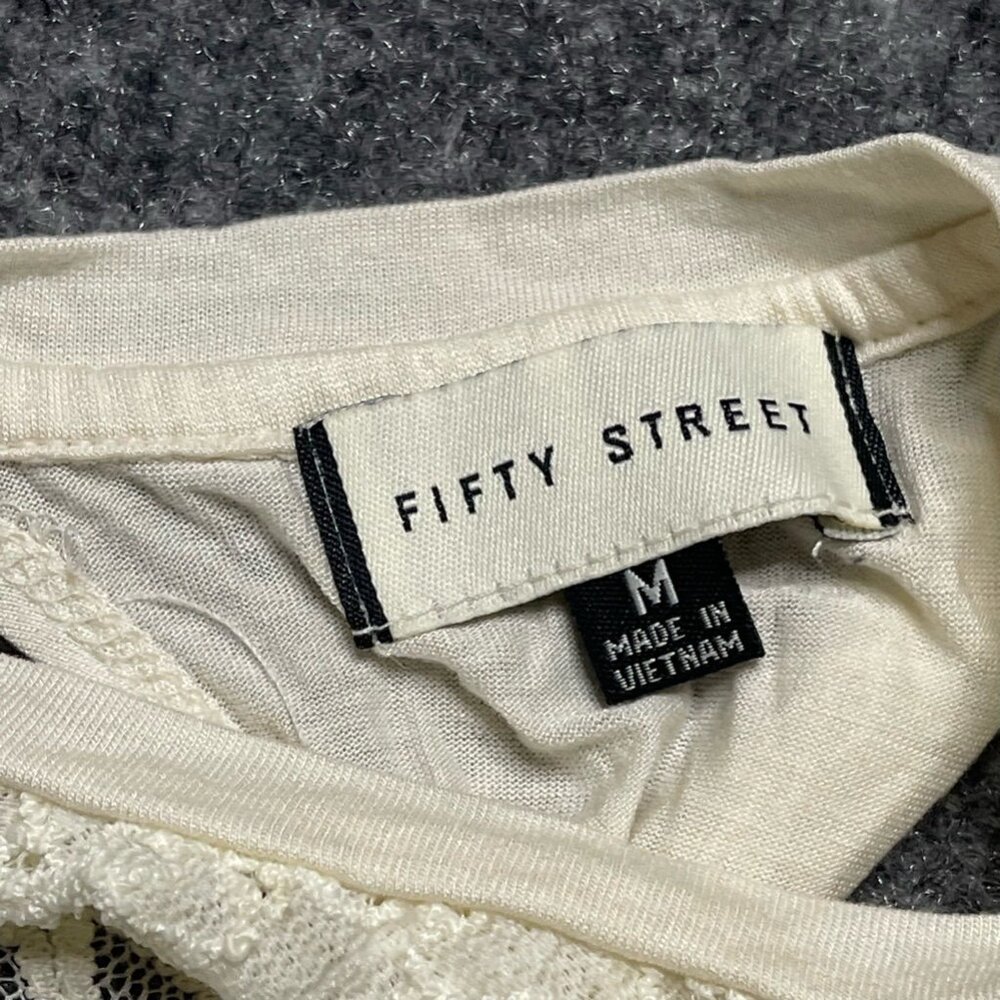 Fifty Street Women Tank Top Ivory Floral Lace Sleeveless Strappy Racerback M New - Picture 2 of 10